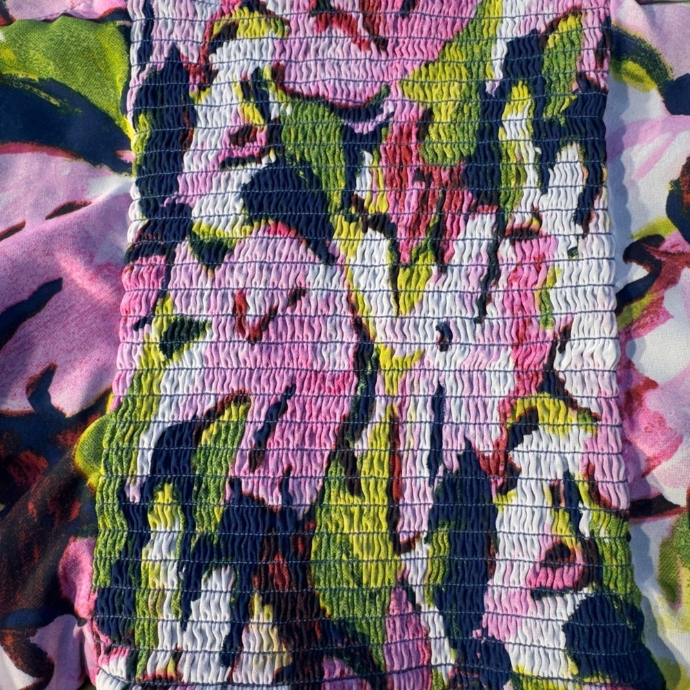 Abercrombie & Fitch Multicolor Floral Ruched Blouse Size Medium - Picture 8 of 11